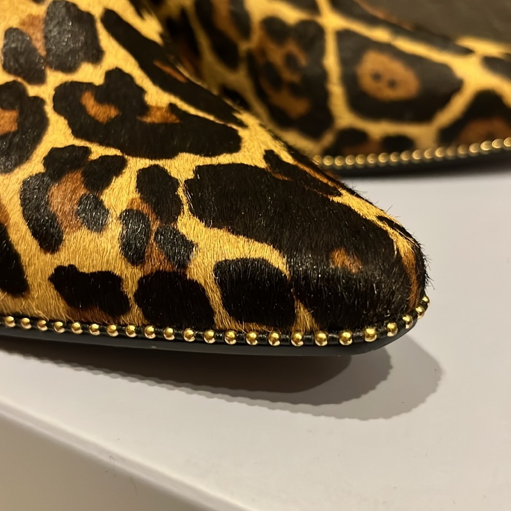 New Antonio Melanie Leopard Print calf hair Ankle Booties slip on - Picture 6 of 9